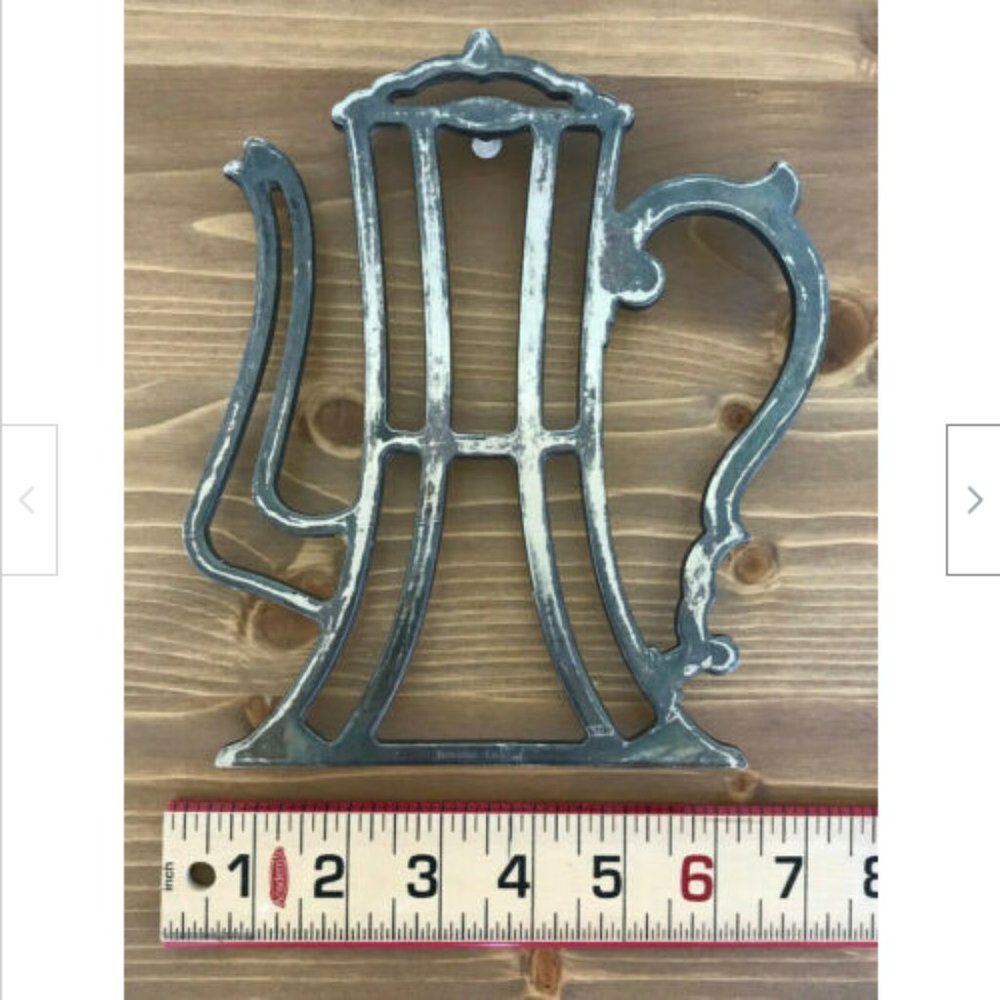 Vtg Teapot Shape Primrose EP Zinc Silverplate 7-3/4" Trivet Made in Italy